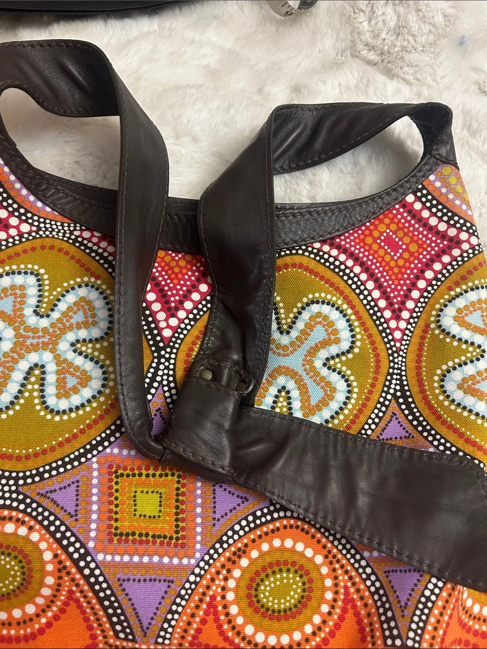 Jimmy Choo Rare multi colored large canvas hobo bag with leather trim EUC